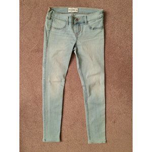 Abercrombie Jeans Kids 16, Jr Girl, Lite Blue, Solid, Tapered, No Rips, Low Rise
